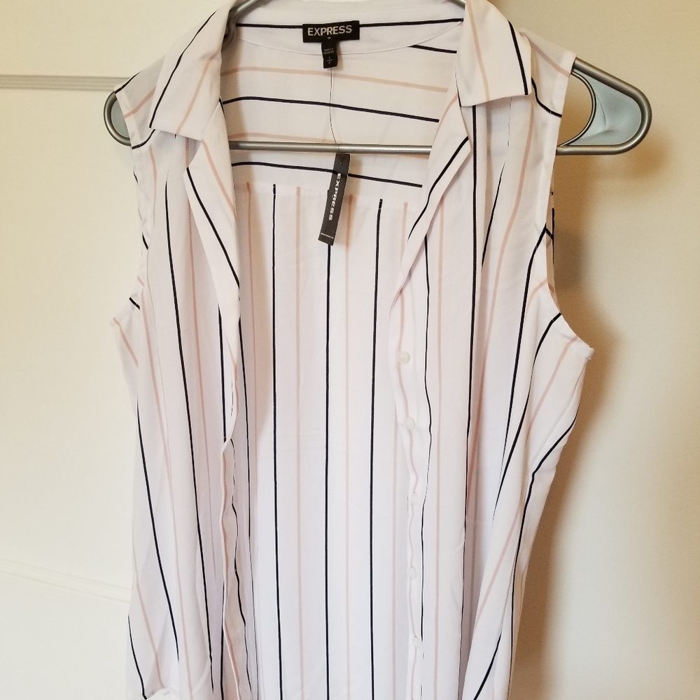 Express Striped Button-up Tank - Small - NWT